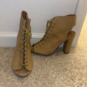 Heeled open toe booties